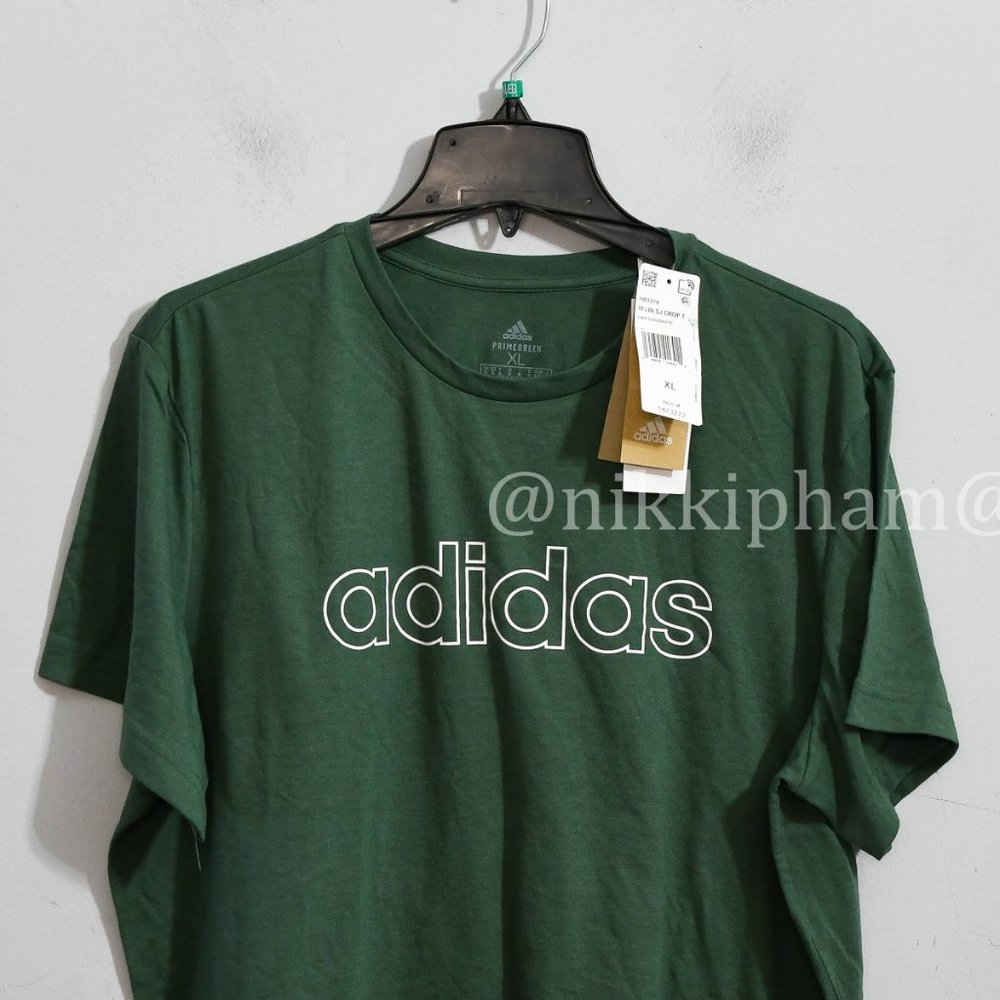 Adidas Ladies' Logo Crop Tee in green - Picture 3 of 5